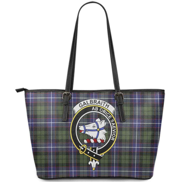 Scottish Galbraith Clan Crest Tartan Leather Tote Tartan Plaid
