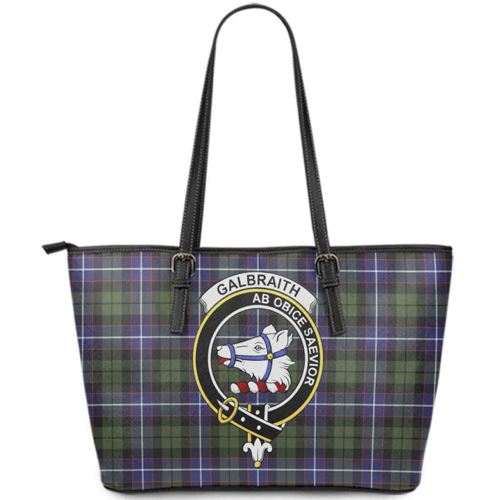 Scottish Galbraith Clan Crest Tartan Leather Tote Tartan Plaid