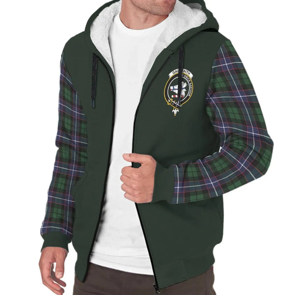 Scottish Galbraith Clan Crest Tartan Plaid Sleeve Sherpa Hoodie