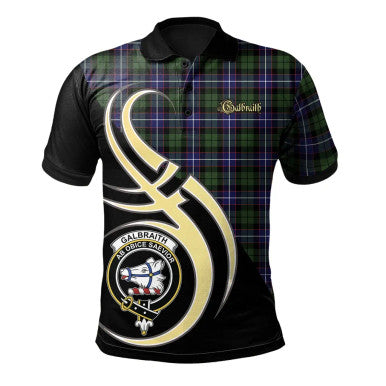 Scottish Galbraith Modern Clan Crest Tartan Polo Shirt Believe in Me Front Side Tartan Plaid
