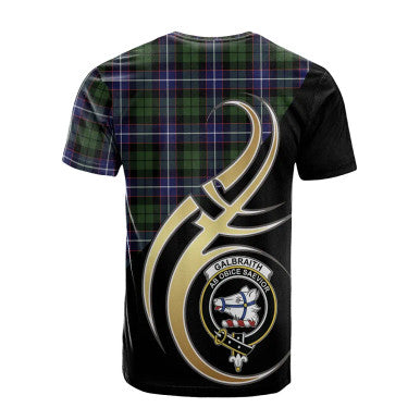Scottish Galbraith Modern Clan Crest Tartan T-Shirt Believe in Me Back Side Tartan Plaid