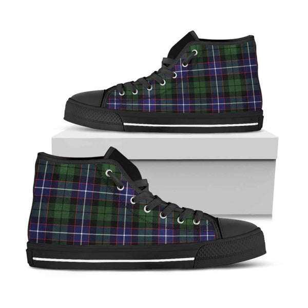 Scottish Galbraith Modern Clan Tartan High Top Shoes Black Sole Tartan Plaid