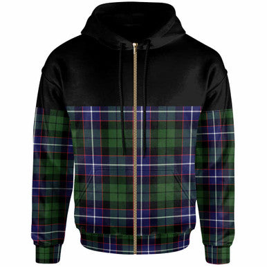 Scottish Galbraith Modern Clan Tartan Hoodie - Horizontal Style Zip Tartan Plaid