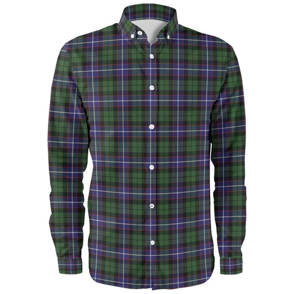 Scottish Galbraith Modern Clan Tartan Long Sleeve Shirt Front Side Tartan Plaid