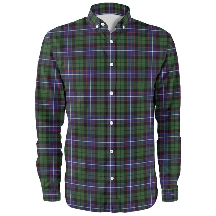 Scottish Galbraith Modern Clan Tartan Long Sleeve Shirt Front Side Tartan Plaid