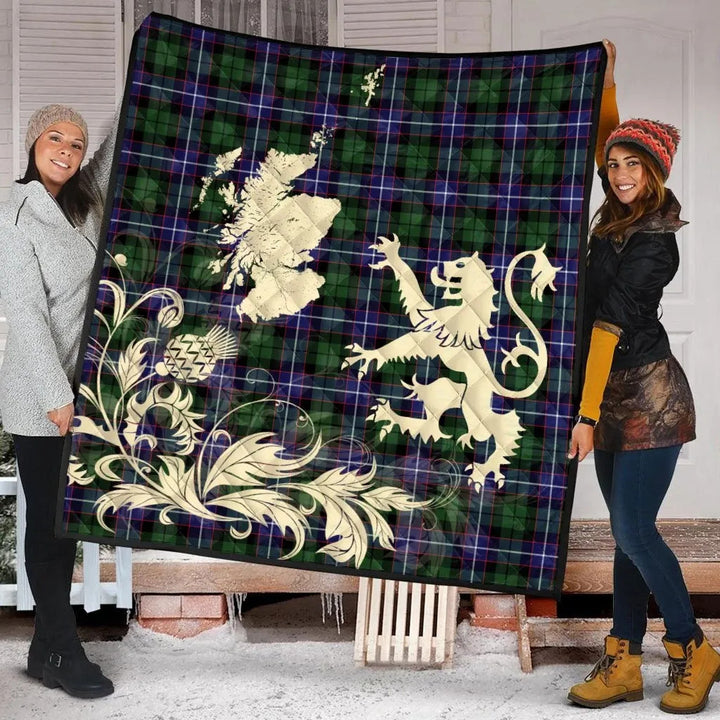 Scottish Galbraith Modern Clan Tartan Quilt Rampant Lion with Thistle Tartan Plaid 2
