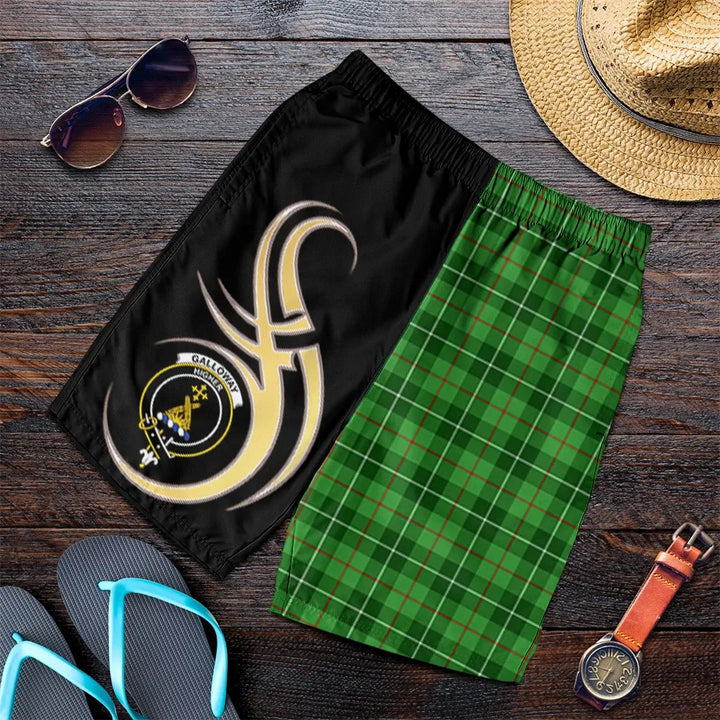 Scottish Galloway Clan Crest Tartan Believe in Me Men's Shorts