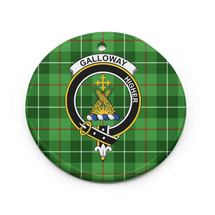 Scottish Galloway Clan Crest Tartan Ceramic Ornament Circle Shape Tartan Plaid