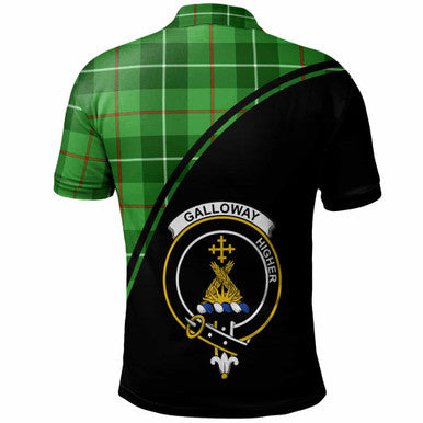 Scottish Galloway Clan Crest Tartan Curve Polo Shirt Back Side Tartan Plaid