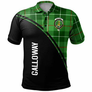 Scottish Galloway Clan Crest Tartan Curve Polo Shirt Front Side Tartan Plaid