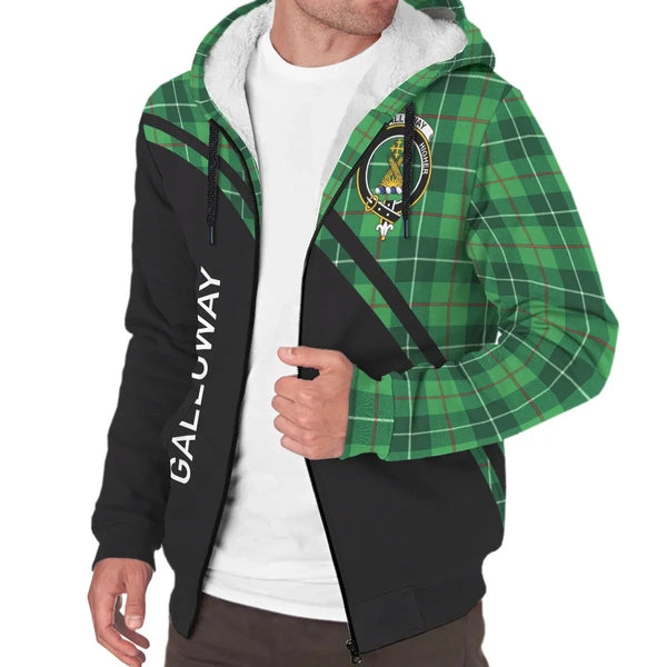 Scottish Galloway Clan Crest Tartan Curve Sherpa Hoodie