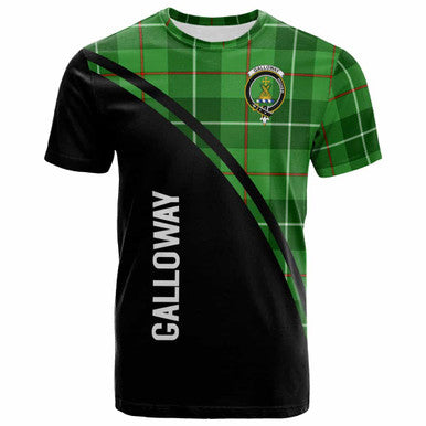 Scottish Galloway Clan Crest Tartan Curve T-Shirt Front Side Tartan Plaid