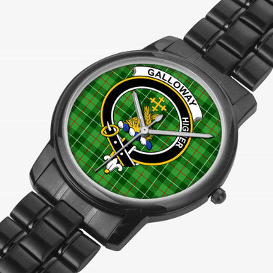 Scottish Galloway Clan Crest Tartan Folding Clasp Steel Quartz Watches Tartan Plaid Black 2