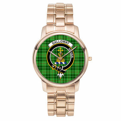 Scottish Galloway Clan Crest Tartan Folding Clasp Steel Quartz Watches Tartan Plaid Rose Gold 1