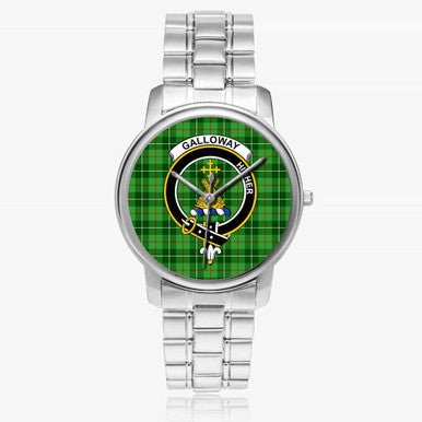 Scottish Galloway Clan Crest Tartan Folding Clasp Steel Quartz Watches Tartan Plaid Silver 1