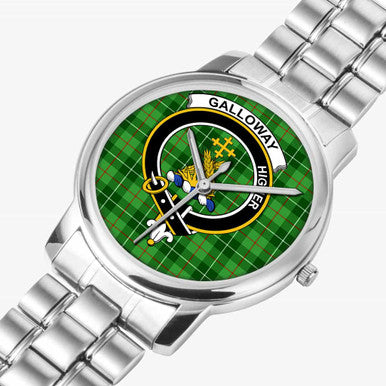 Scottish Galloway Clan Crest Tartan Folding Clasp Steel Quartz Watches Tartan Plaid Silver 2