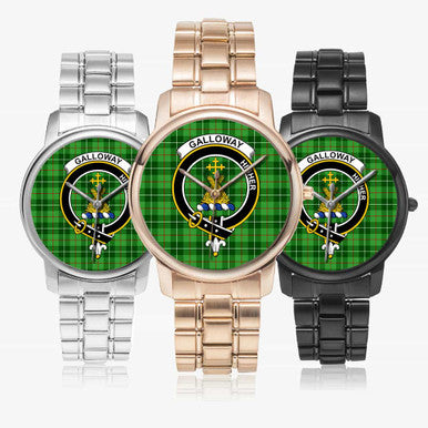 Scottish Galloway Clan Crest Tartan Folding Clasp Steel Quartz Watches Tartan Plaid All