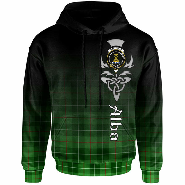 Scottish Galloway Clan Crest Tartan Hoodie - Alba Gu Brath Family Crest Celtic Inspired Front Side Tartan Plaid