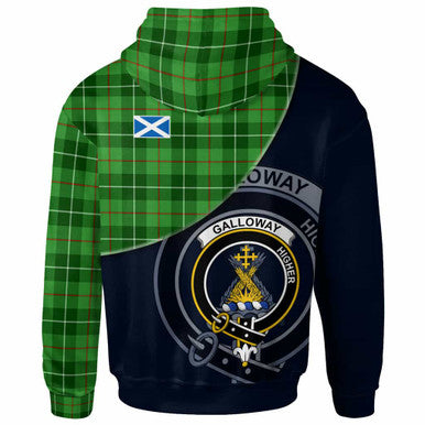 Scottish Galloway Clan Crest Tartan Hoodie - Bend Style Back Side Tartan Plaid