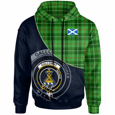 Scottish Galloway Clan Crest Tartan Hoodie - Bend Style Front Side Tartan Plaid