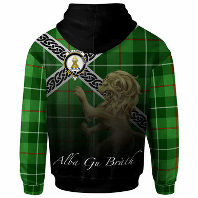 Scottish Galloway Clan Crest Tartan Hoodie - Scotland Lion Back Side Tartan Plaid