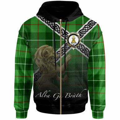 Scottish Galloway Clan Crest Tartan Hoodie - Scotland Lion Zip-up Tartan Plaid