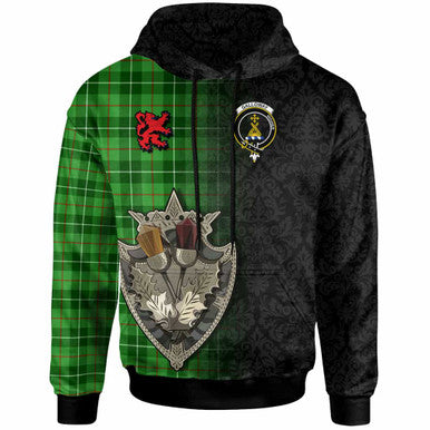 Scottish Galloway Clan Crest Tartan Hoodie - Half Thistle Flowers Celtic Design Front Side Tartan Plaid