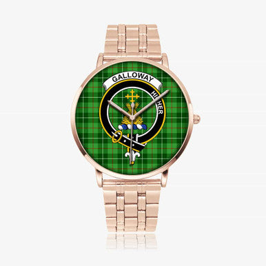 Scottish Galloway Clan Crest Tartan Instafamous Steel Quartz Watches Tartan Plaid Rose Gold 1