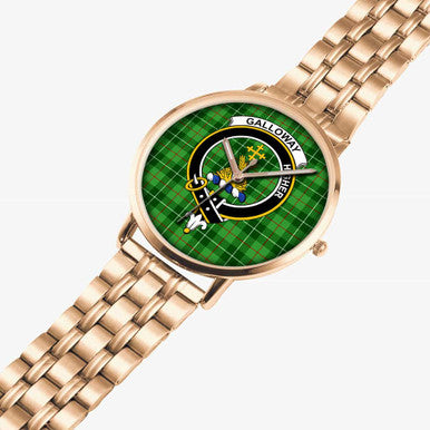Scottish Galloway Clan Crest Tartan Instafamous Steel Quartz Watches Tartan Plaid Rose Gold 2
