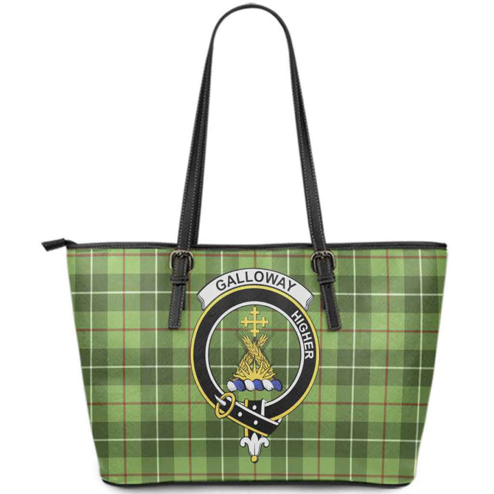 Scottish Galloway Clan Crest Tartan Leather Tote Tartan Plaid
