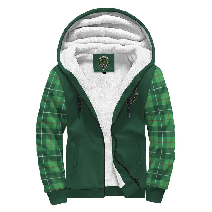 Scottish Galloway Clan Crest Tartan Plaid Sleeve Sherpa Hoodie
