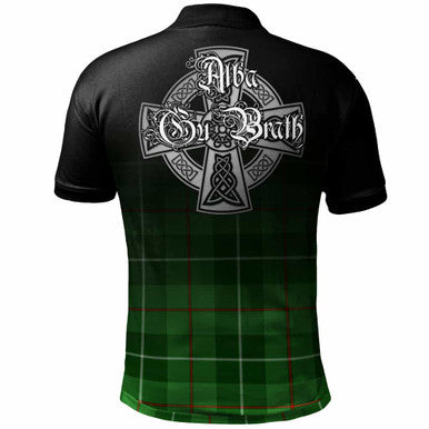 Scottish Galloway Clan Crest Tartan Polo Shirt - Alba Gu Brath Family Crest Celtic Inspired Back Side Tartan Plaid