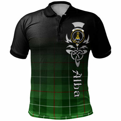 Scottish Galloway Clan Crest Tartan Polo Shirt - Alba Gu Brath Family Crest Celtic Inspired Front Side Tartan Plaid
