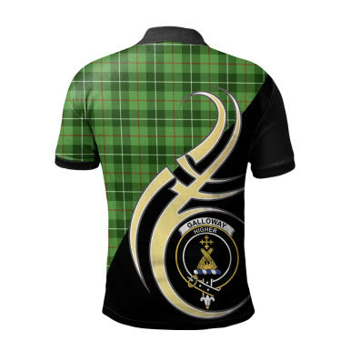 Scottish Galloway Clan Crest Tartan Polo Shirt Believe in Me Back Side Tartan Plaid