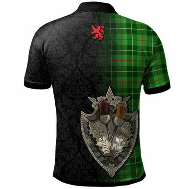 Scottish Galloway Clan Crest Tartan Polo Shirt - Half Thistle Flowers Celtic Design Back Side Tartan Plaid