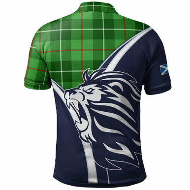 Scottish Galloway Clan Crest Tartan Polo Shirt - Scottish Flag With Lion Back Side Tartan Plaid
