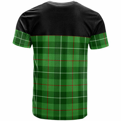 Scottish Galloway Clan Crest Tartan T-Shirt - Horizontal Style Back Side Tartan Plaid