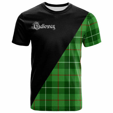 Scottish Galloway Clan Crest Tartan T-Shirt - Military Logo Front Side Tartan Plaid