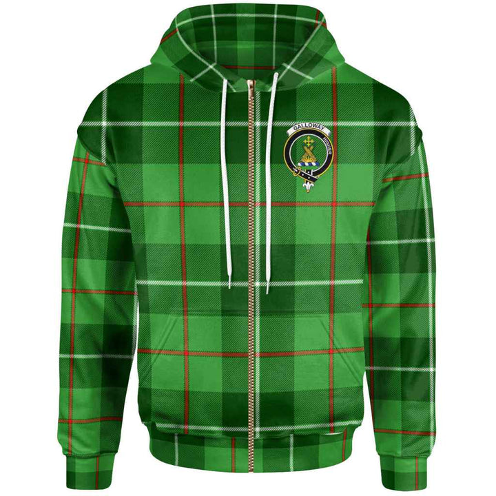 Scottish Galloway Clan Crest Tartan Hoodie Zip Tartan Plaid