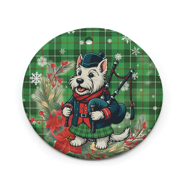 Scottish Galloway District Clan Tartan Ceramic Ornament Cute Scottish Terrier Dog Circle Style Tartan Plaid