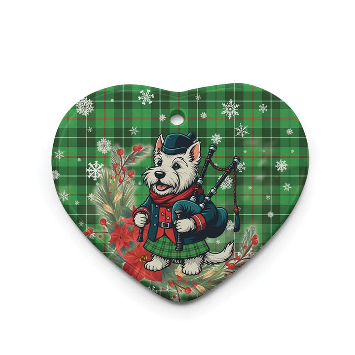 Scottish Galloway District Clan Tartan Ceramic Ornament Cute Scottish Terrier Dog Heart Style Tartan Plaid