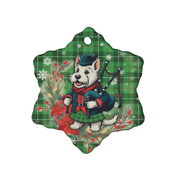 Scottish Galloway District Clan Tartan Ceramic Ornament Cute Scottish Terrier Dog Snow Flake Style Tartan Plaid