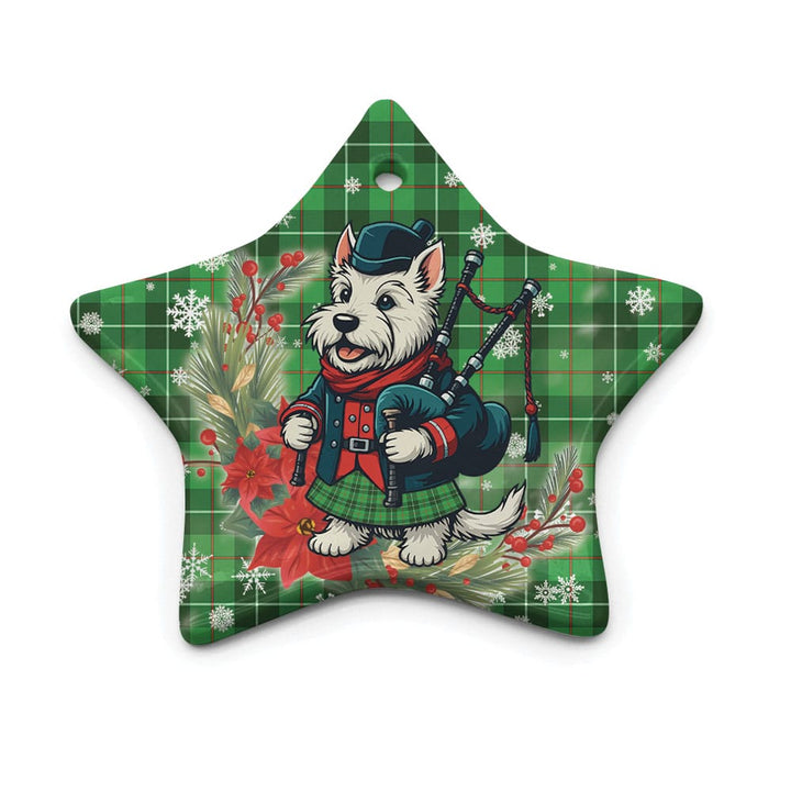 Scottish Galloway District Clan Tartan Ceramic Ornament Cute Scottish Terrier Dog Star Style Tartan Plaid