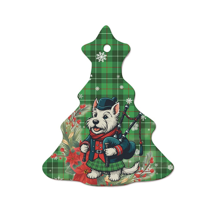 Scottish Galloway District Clan Tartan Ceramic Ornament Cute Scottish Terrier Dog Tree Style Tartan Plaid