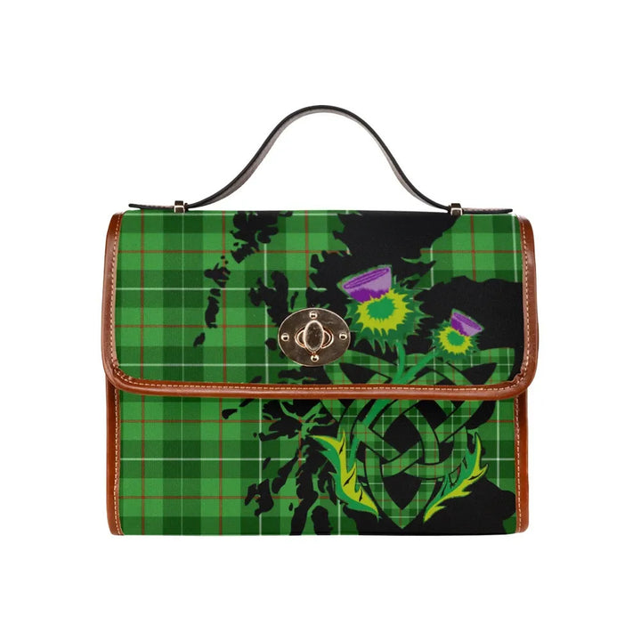 Scottish Galloway District Clan Tartan Waterproof Canvas Bag With Thistle Tartan Plaid 1