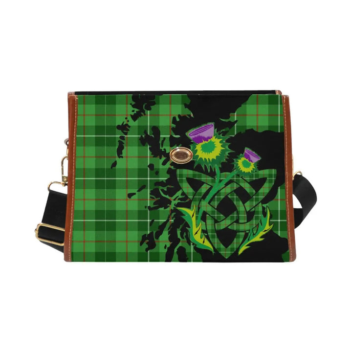 Scottish Galloway District Clan Tartan Waterproof Canvas Bag With Thistle Tartan Plaid 2