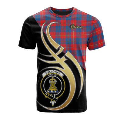 Scottish Galloway Red Clan Crest Tartan T-Shirt Believe in Me Front Side Tartan Plaid