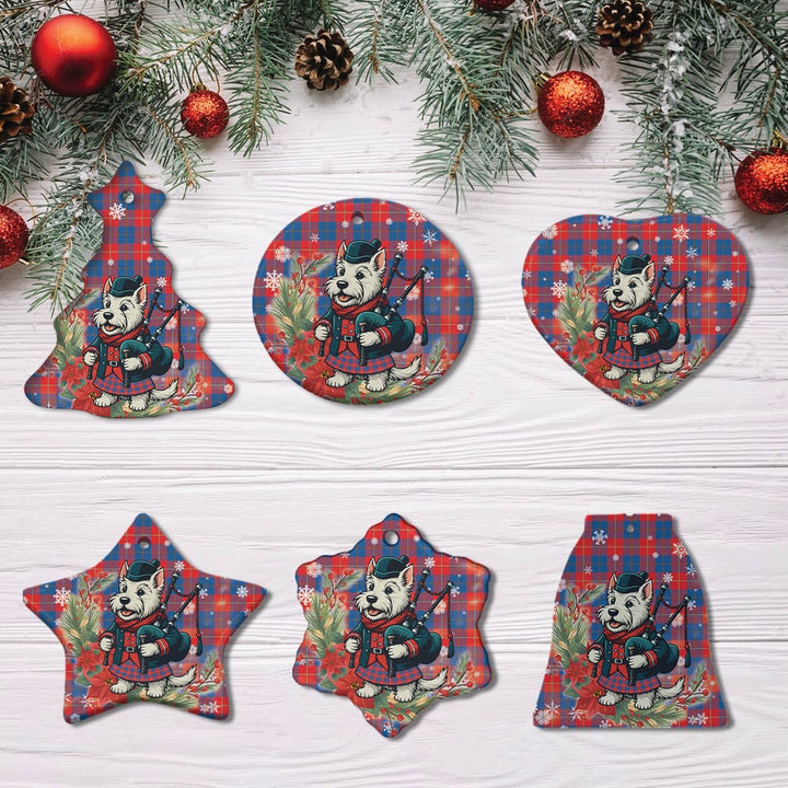 Scottish Galloway Red Clan Tartan Ceramic Ornament Cute Scottish Terrier Dog All Style Tartan Plaid