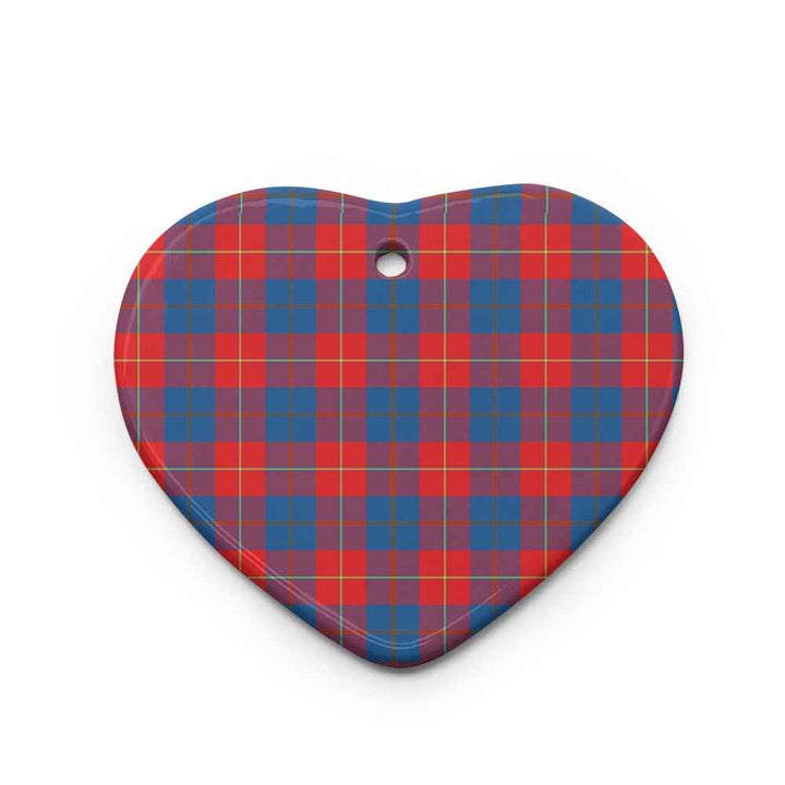 Scottish Galloway Red Clan Tartan Ceramic Ornament Heart Shape Tartan Plaid