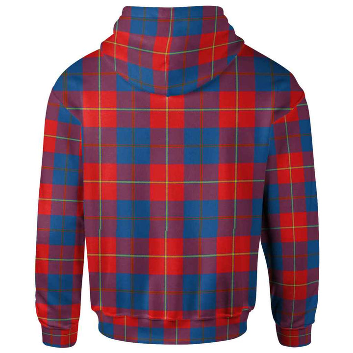 Scottish Galloway Red Clan Tartan Hoodie Back Side Tartan Plaid